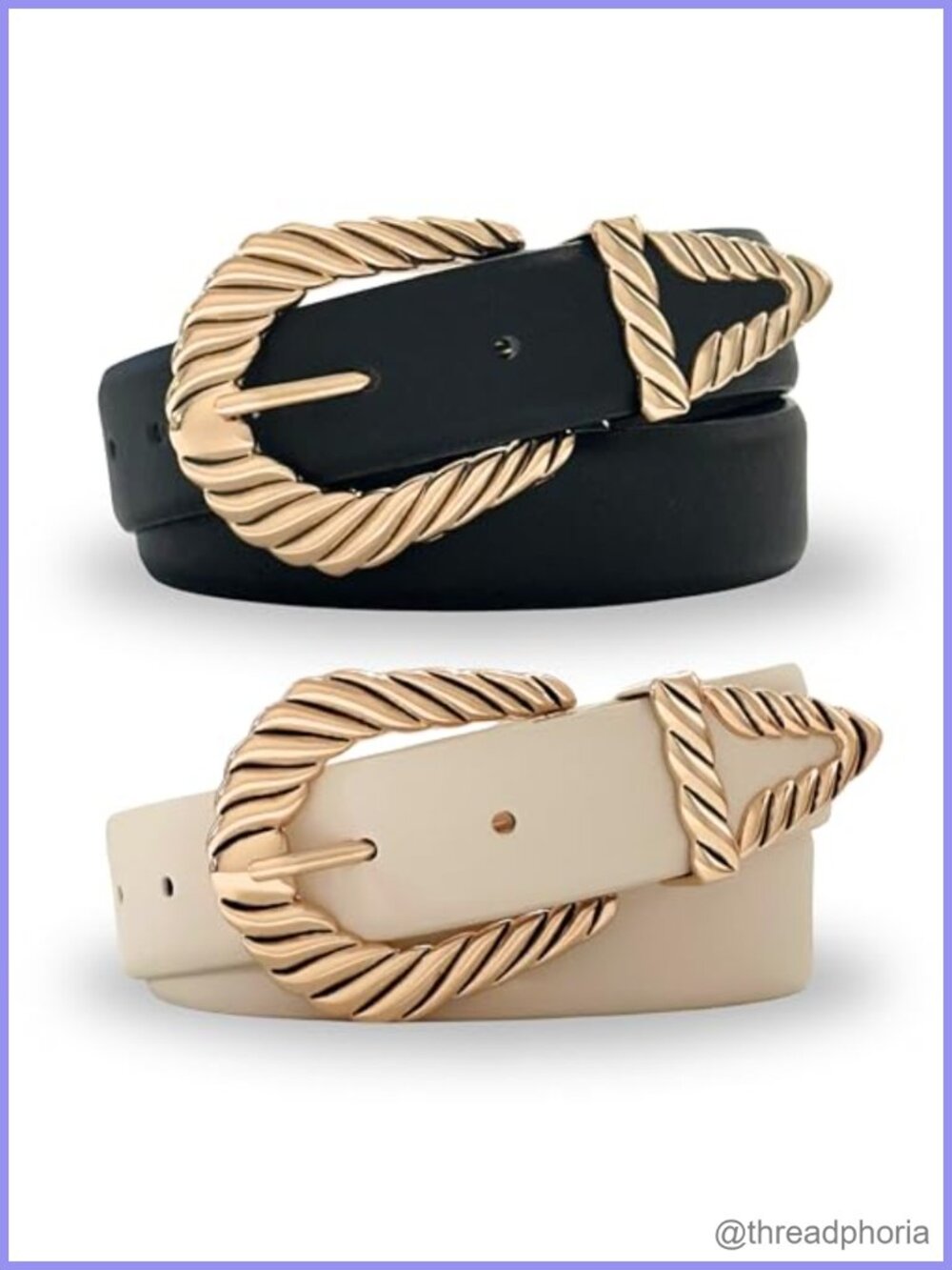 2-Pack Western Cowgirl Belts for Women Chunky Gold Western Buckle